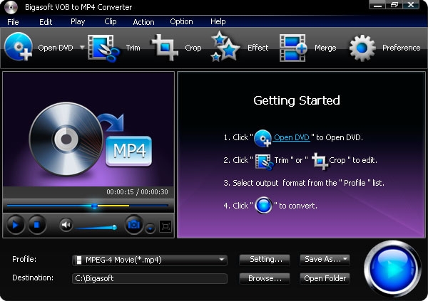 Bigasoft VOB to MP4 Converter