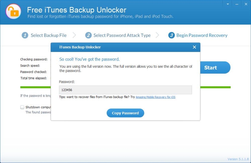 Free iTunes Backup Unlocker